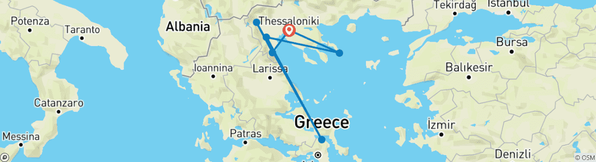 Foto van een kaart met de route van de rondreis