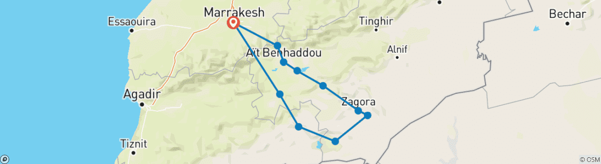 Karte mit der Reiseroute