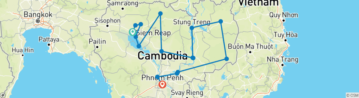 Karte mit der Reiseroute