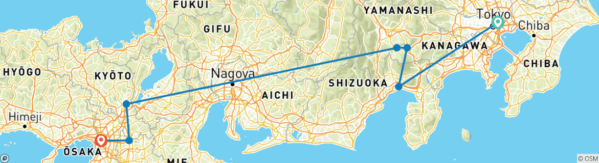 Image d'une carte montrant l'itinéraire du circuit