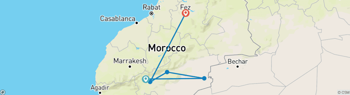 Image d'une carte montrant l'itinéraire du circuit