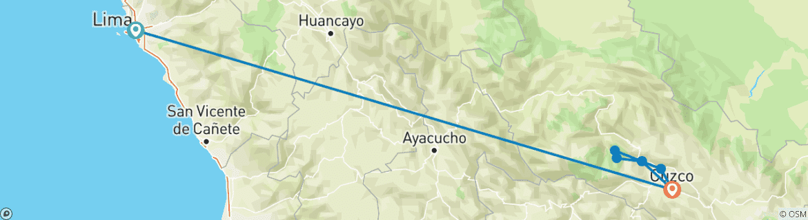 Image d'une carte montrant l'itinéraire du circuit