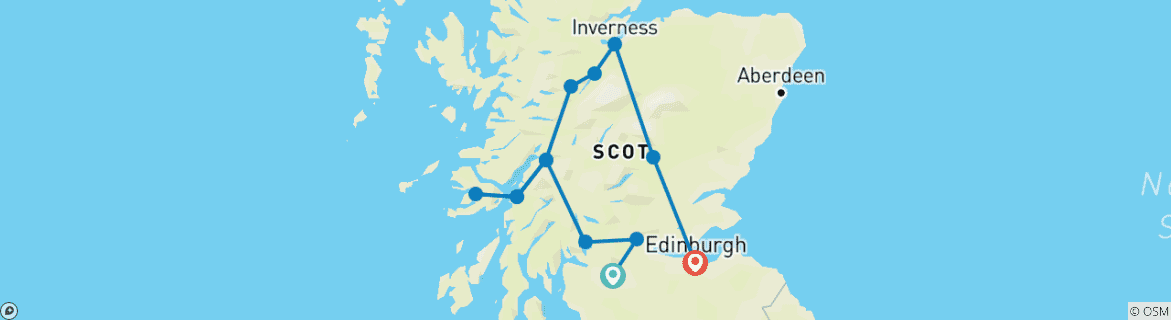 Image d'une carte montrant l'itinéraire du circuit