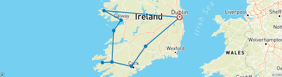 Image d'une carte montrant l'itinéraire du circuit