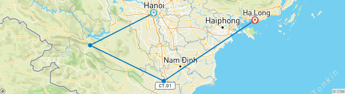 Foto van een kaart met de route van de rondreis