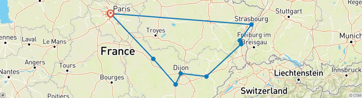 Imagen de un mapa que muestra la ruta del circuito