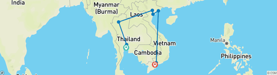 Image d'une carte montrant l'itinéraire du circuit