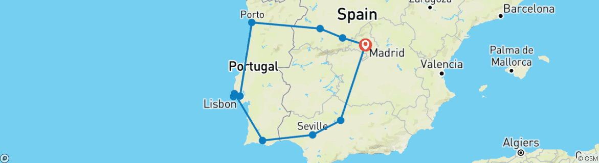 Image d'une carte montrant l'itinéraire du circuit