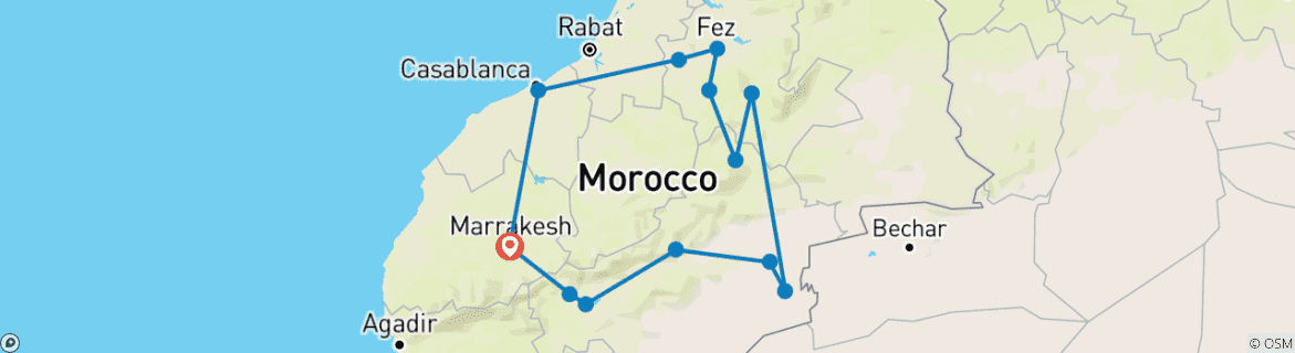 Karte mit der Reiseroute