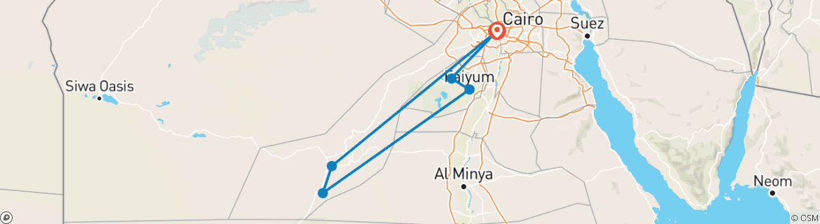 Image d'une carte montrant l'itinéraire du circuit