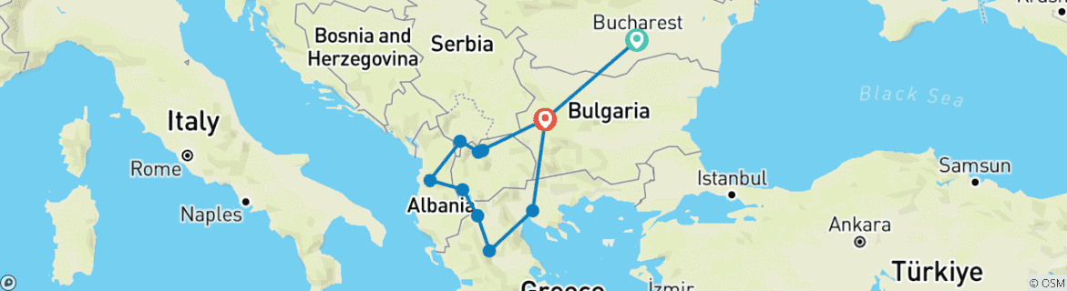 Karte mit der Reiseroute