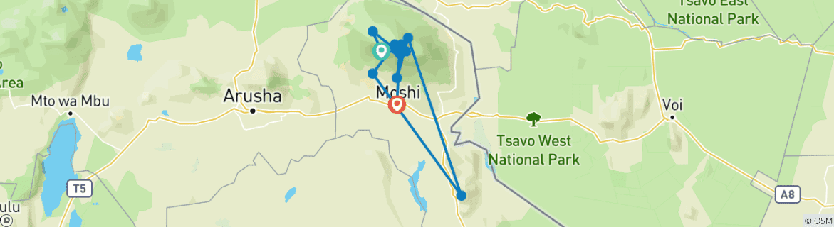 Image d'une carte montrant l'itinéraire du circuit