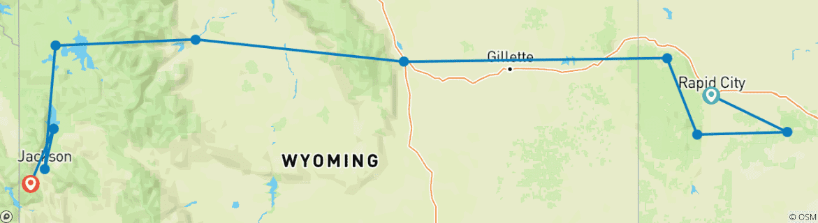 Image d'une carte montrant l'itinéraire du circuit