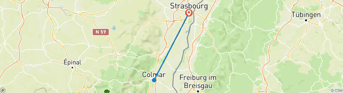Image d'une carte montrant l'itinéraire du circuit