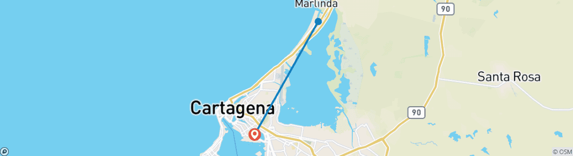 Image d'une carte montrant l'itinéraire du circuit