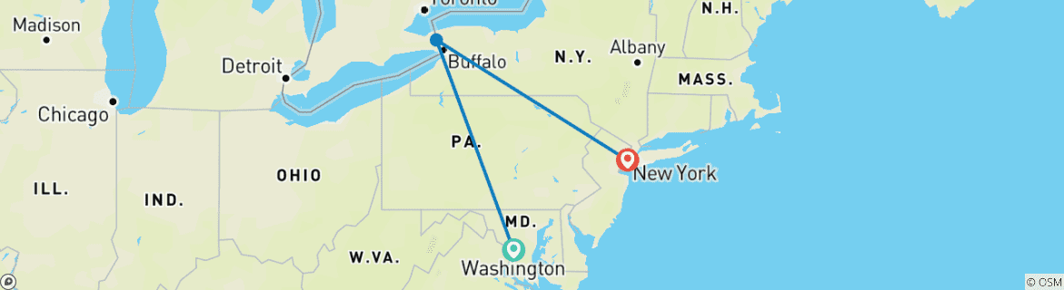 Karte mit der Reiseroute