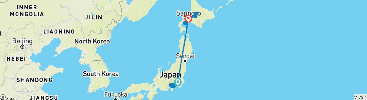 Karte mit der Reiseroute