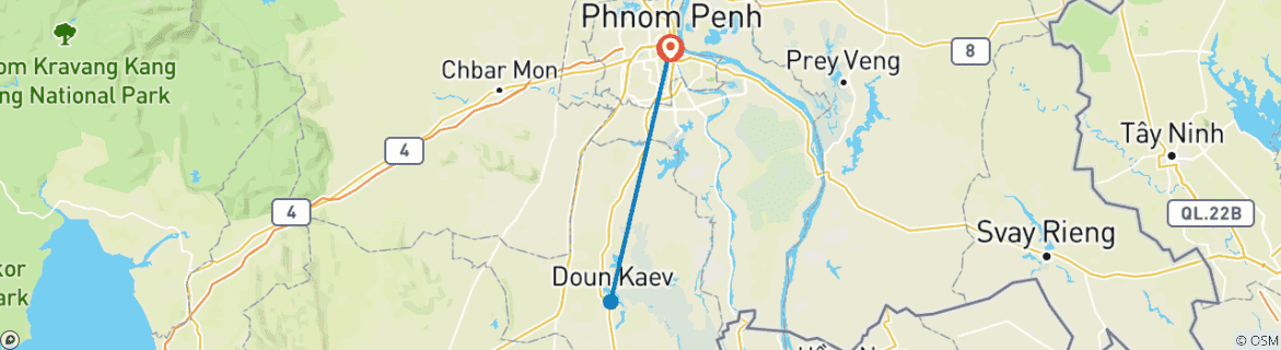 Foto van een kaart met de route van de rondreis