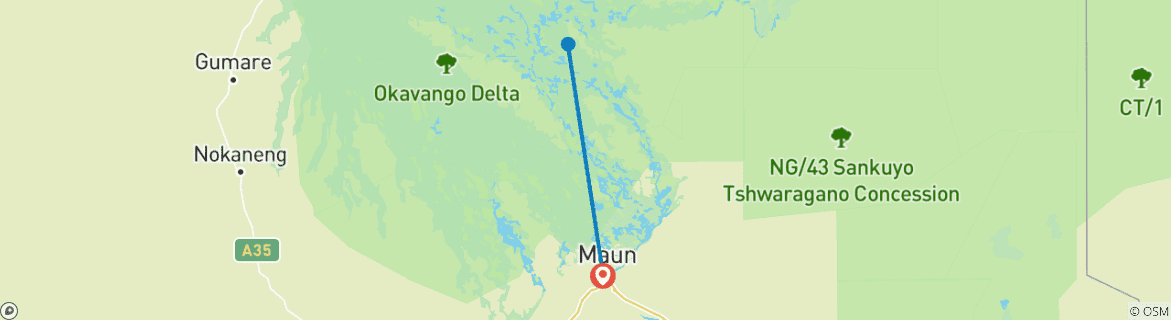 Foto van een kaart met de route van de rondreis