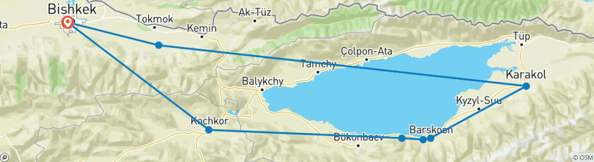 Image d'une carte montrant l'itinéraire du circuit
