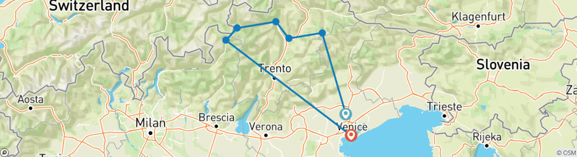 Image d'une carte montrant l'itinéraire du circuit