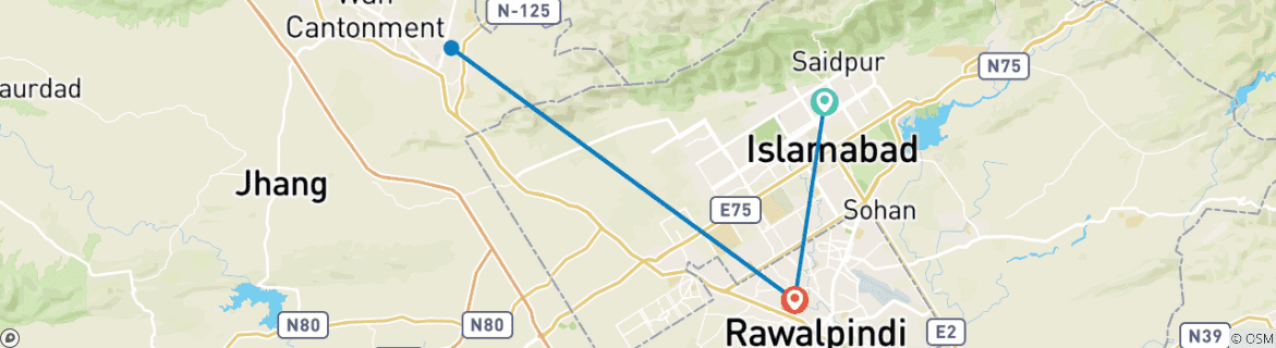 Karte mit der Reiseroute