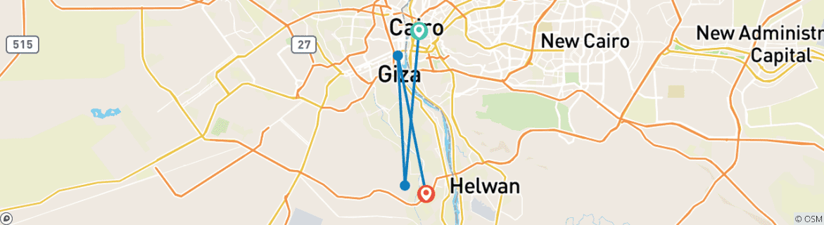 Image d'une carte montrant l'itinéraire du circuit