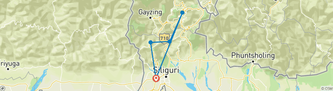 Image d'une carte montrant l'itinéraire du circuit