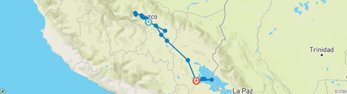 Karte mit der Reiseroute