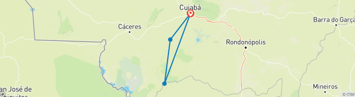 Image d'une carte montrant l'itinéraire du circuit