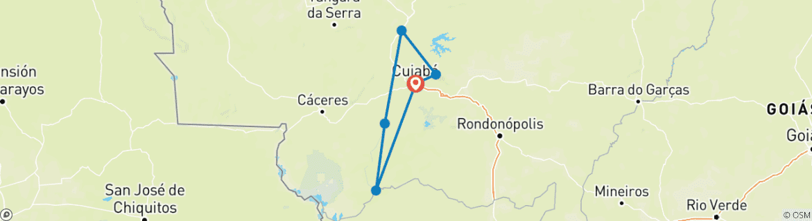 Image d'une carte montrant l'itinéraire du circuit