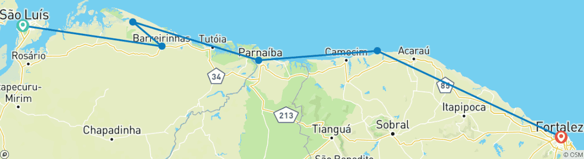 Mapa de Ruta de las Emociones (de São Luis a Fortaleza)