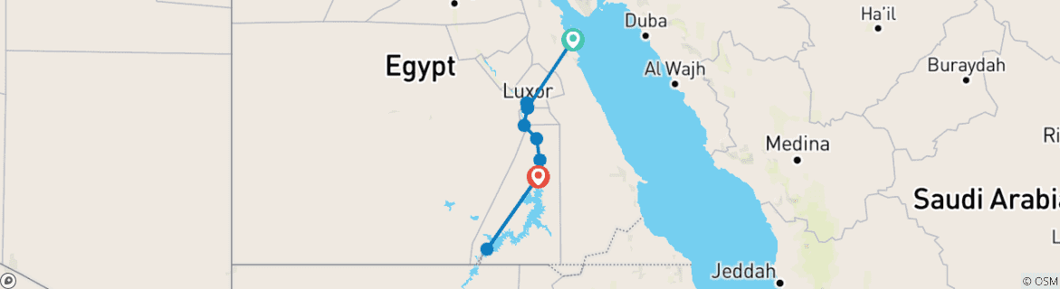 Image d'une carte montrant l'itinéraire du circuit