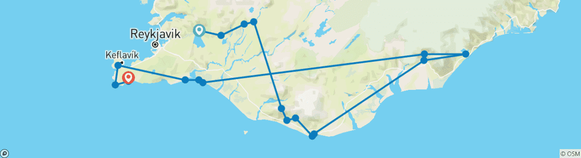 Image d'une carte montrant l'itinéraire du circuit
