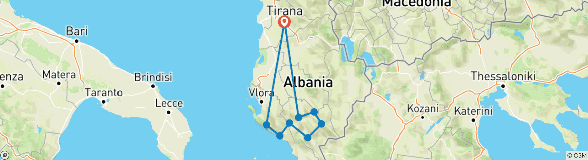 Image d'une carte montrant l'itinéraire du circuit