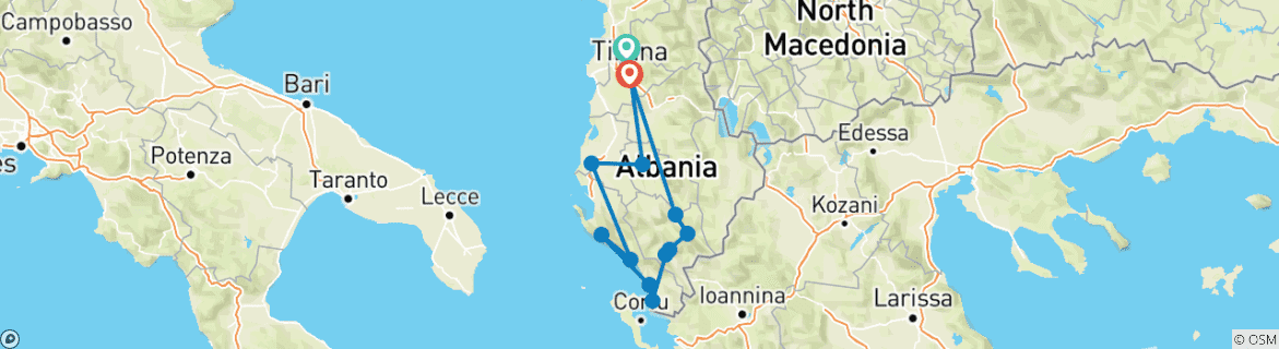 Image d'une carte montrant l'itinéraire du circuit