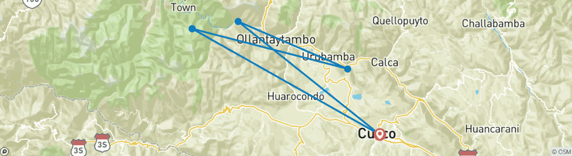 Image d'une carte montrant l'itinéraire du circuit
