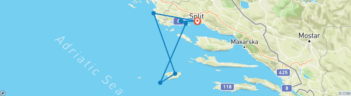 Image d'une carte montrant l'itinéraire du circuit