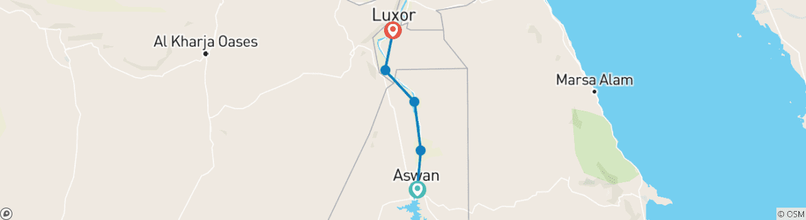 Karte mit der Reiseroute