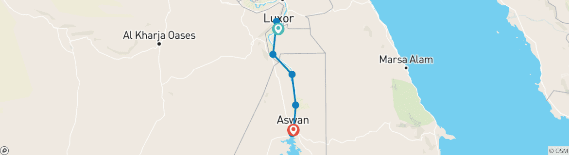 Karte mit der Reiseroute