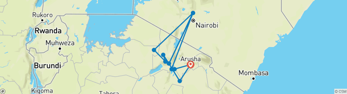 Image d'une carte montrant l'itinéraire du circuit