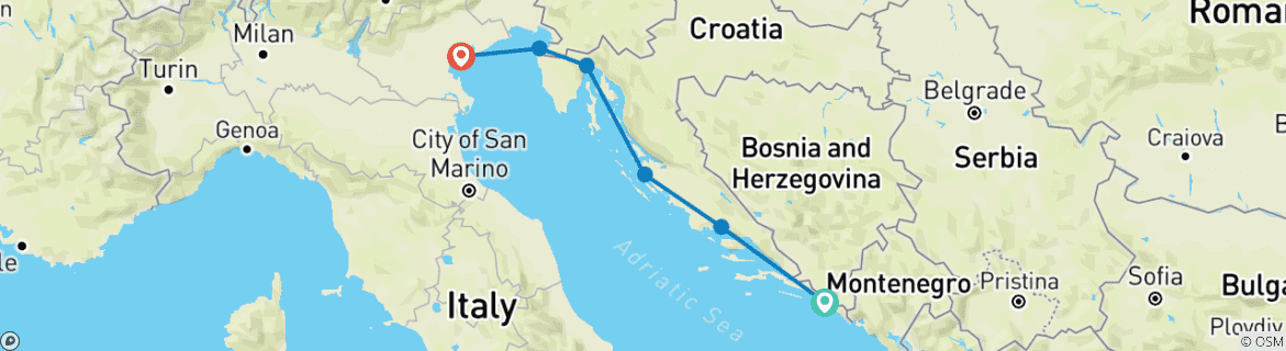 Image d'une carte montrant l'itinéraire du circuit