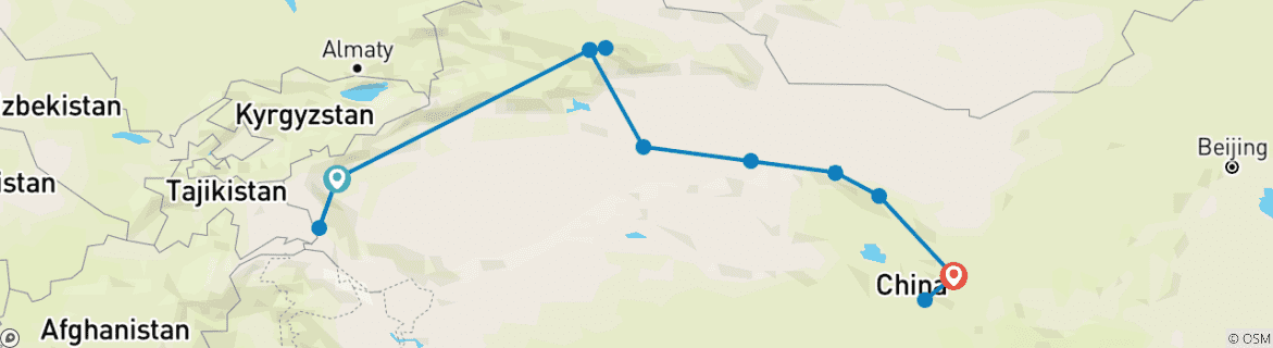 Karte mit der Reiseroute