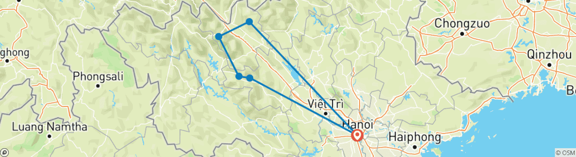 Foto van een kaart met de route van de rondreis