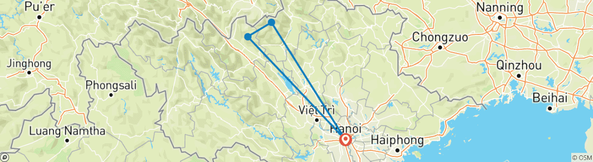 Foto van een kaart met de route van de rondreis