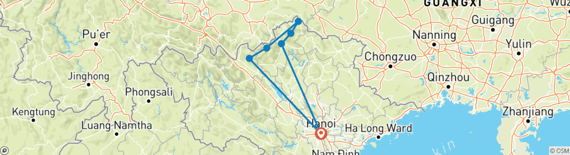 Karte mit der Reiseroute