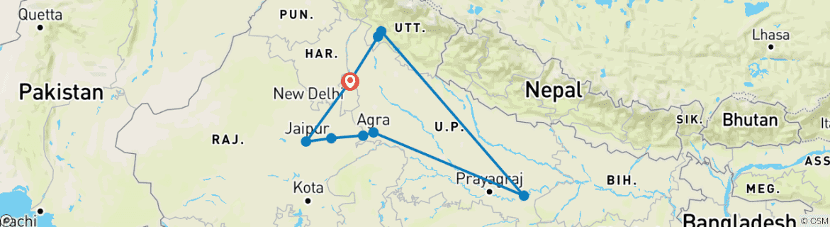 Karte mit der Reiseroute