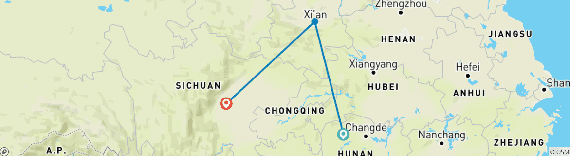 Foto van een kaart met de route van de rondreis