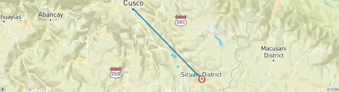 Image d'une carte montrant l'itinéraire du circuit