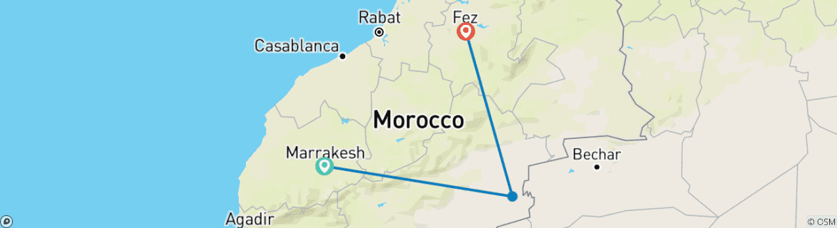 Image d'une carte montrant l'itinéraire du circuit